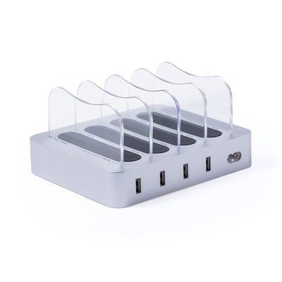 Estación de carga USB para 4 dispositivos Gri