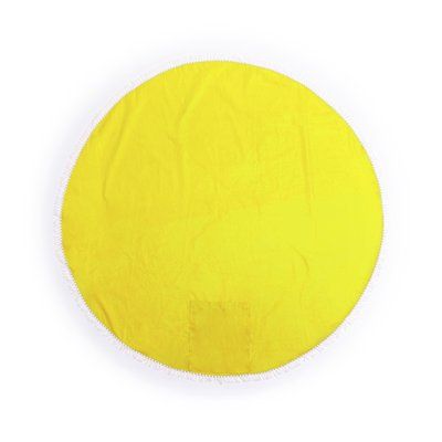 Esterilla circular de algodón con flecos y 1 bolsillo Amarillo