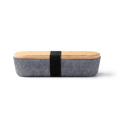 Estuche fieltro con tapa-regla de bambú Crudo