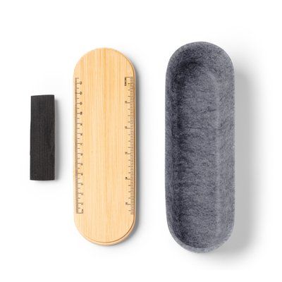 Estuche fieltro con tapa-regla de bambú