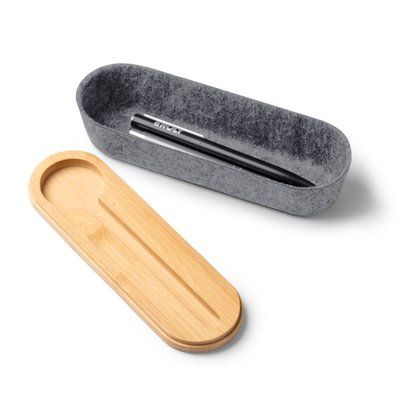 Estuche fieltro con tapa-regla de bambú