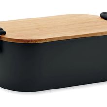 Fiambrera 700 ml con tapa de bambú Negro