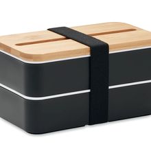 Fiambrera Doble 800ml Soporte Móvil Negro