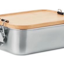 Fiambrera Inox 750ml con Tapa de Bambú Madera
