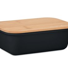 Fiambrera con Tapa de Bambú Negro