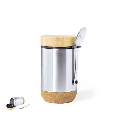Fiambrera Inox 450ml con Cuchara y Base Corcho