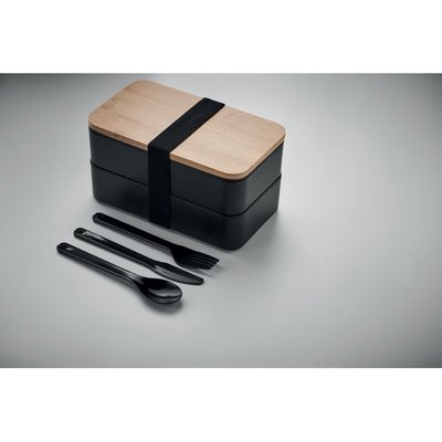 Fiambrera 400ml 2 espacios y cubiertos