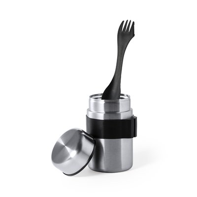 Fiambrera Acero Inox 500ml con Utensilio 3 en 1