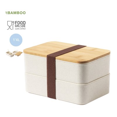 Fiambrera Doble PP/Bambú 1.4L