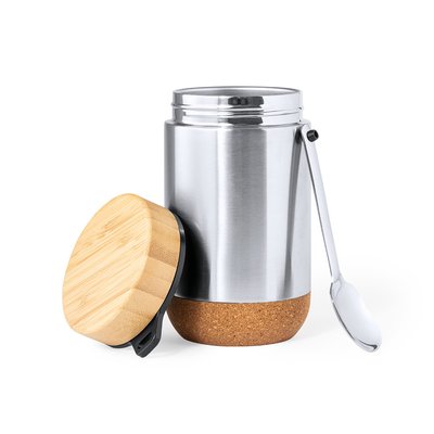 Fiambrera Inox 450ml con Cuchara y Base Corcho