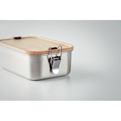 Fiambrera Inox 750ml con Tapa de Bambú