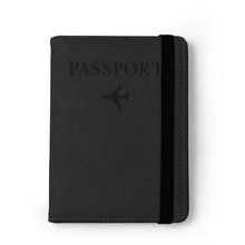 Funda pasaporte PU Leather con cierre elástico Negro
