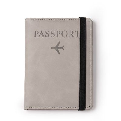 Funda pasaporte PU Leather con cierre elástico Gris