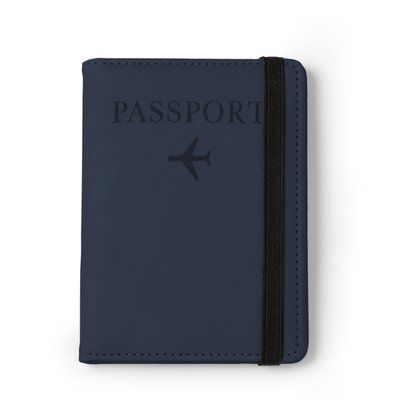 Funda pasaporte PU Leather con cierre elástico Marino