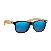 Gafas de sol vintage ecológicas con patillas de bambú Azul