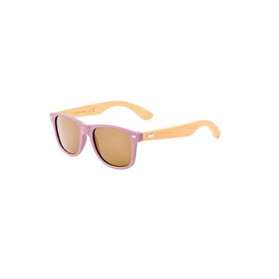 Gafas de sol bambú UV400 lentes espejo Rosa