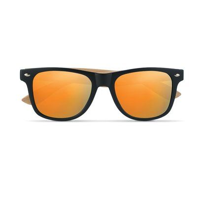 Gafas de sol vintage ecológicas con patillas de bambú Naranja