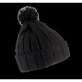 Gorro con pompón y dobladillo Black