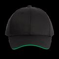 Gorra sandwich 6 paneles Black / Kelly Green