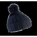 Gorro con pompón y dobladillo Navy