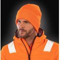 Gorro ligero cortavientos con polar y borde doblado