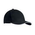 Gorra algodón grueso de 6 paneles con cierre de hebilla metal BLANCO/NEGRO