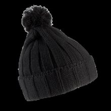 Gorro con pompón y dobladillo Black