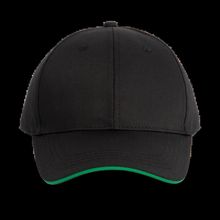 Gorra sandwich 6 paneles Black / Kelly Green