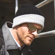 Gorro trenzado con dobladillo Black / Grey