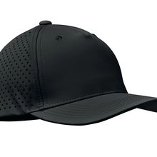 Gorra 5 paneles ventilada secado rápido Negro