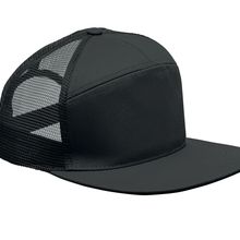 Gorra de 7 paneles con visera plana y malla Negro