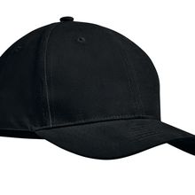 Gorra algodón grueso de 6 paneles con cierre de hebilla metal Negro