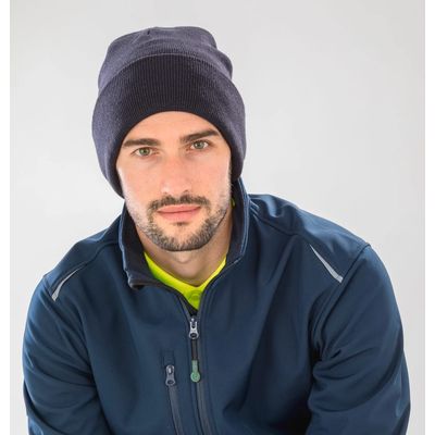 Gorro con bordes doblados Doble grosor Black