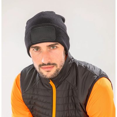 Gorro punto con Parche frontal Black