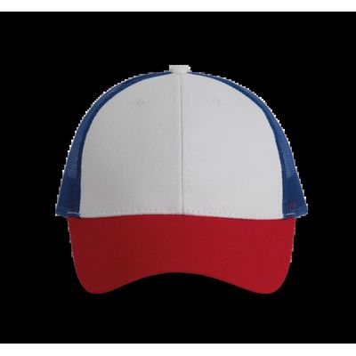 Gorra con rejilla y ajuste plástico White / Red / Royal Blue