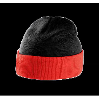 Gorro con dobladillo bicolor Black / Red