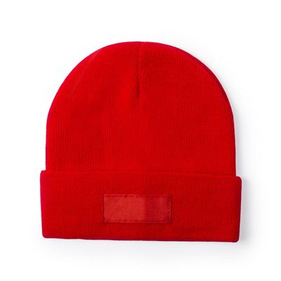 Gorro con etiqueta exterior personalizable Roj