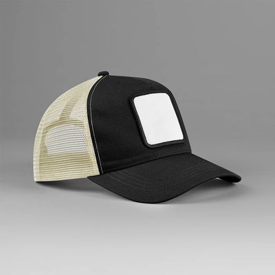 Gorra trucker de 5 paneles con parche Black/Stone