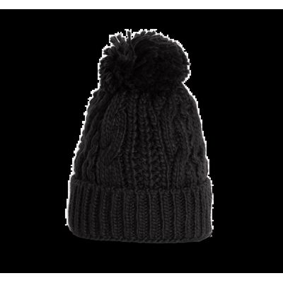 Gorro de punto y pompom Black