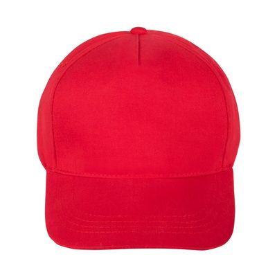 Gorra Algodón Peinado 5 Paneles con Velcro Rojo