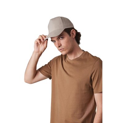Gorra sarga visera precurvada Beige