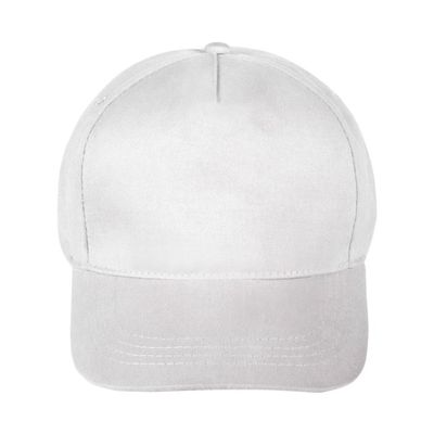 Gorra Algodón Peinado 5 Paneles con Velcro Blanco