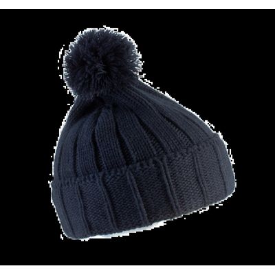 Gorro con pompón y dobladillo Navy