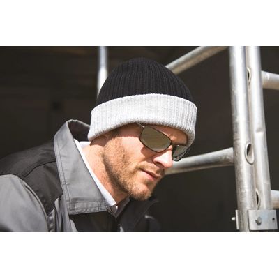 Gorro trenzado con dobladillo Black / Grey