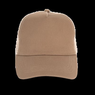 Gorra trucker algodón orgánico Dark Camel / Beige