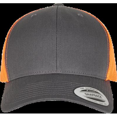 Gorra trucker retro bicolor Charcoal / Neon Orange