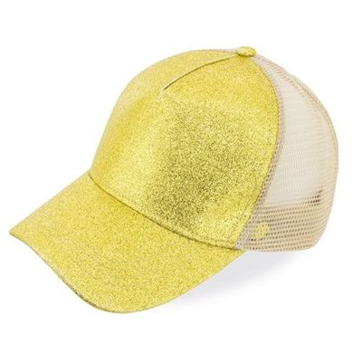 Gorra con Glitter y Rejilla Or
