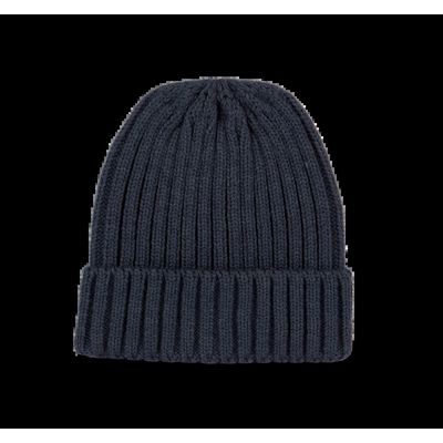 Gorro de punto canalé con dobladillo Navy