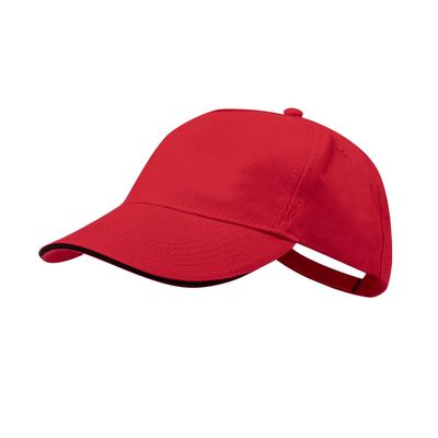 Gorra sandwich de 5 paneles 100 % algodón Roj
