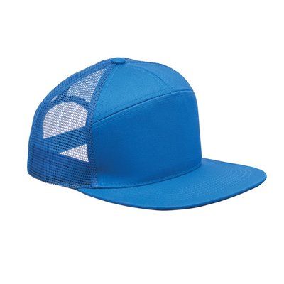 Gorra de 7 paneles con visera plana y malla Azul Royal